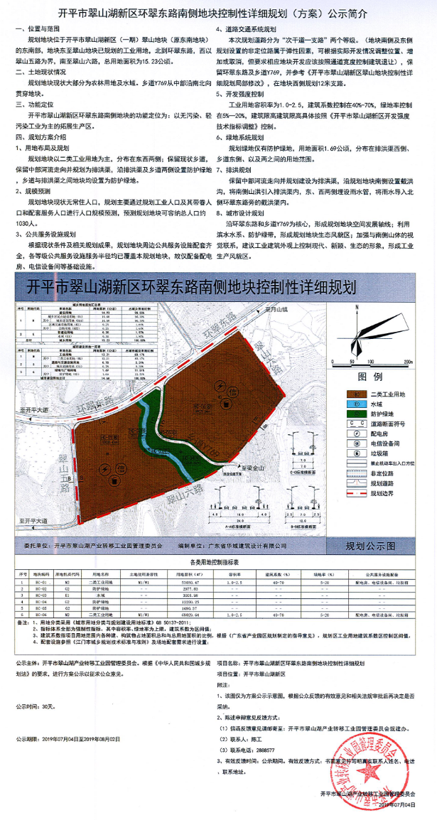 《開平市翠山湖新區(qū)環(huán)翠東路南側(cè)地塊控制性詳細(xì)規(guī)劃》方案公示.png